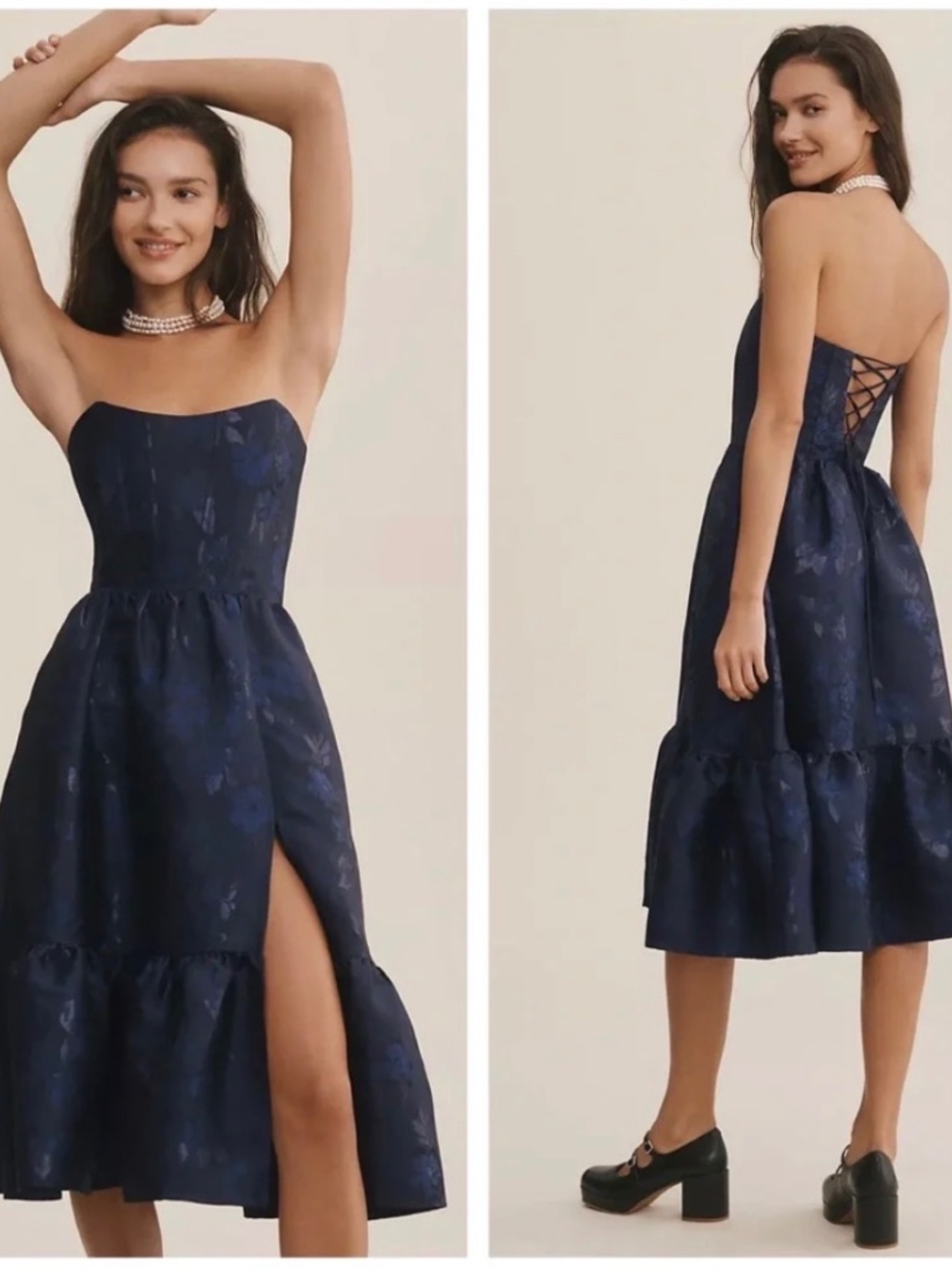 V Chapman Virginia Dress in Navy Baroque Floral (Size 0)
